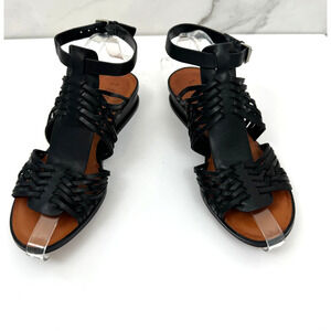 1. State Women's Maliyah Strappy Leather Wedge Sandals Black Size 6 / 36